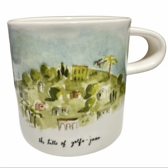Rae Dunn • Vtg Boutique French Sketch “The Hills of the Golfe-Juan” 2 Mugs Set - Picture 3 of 8